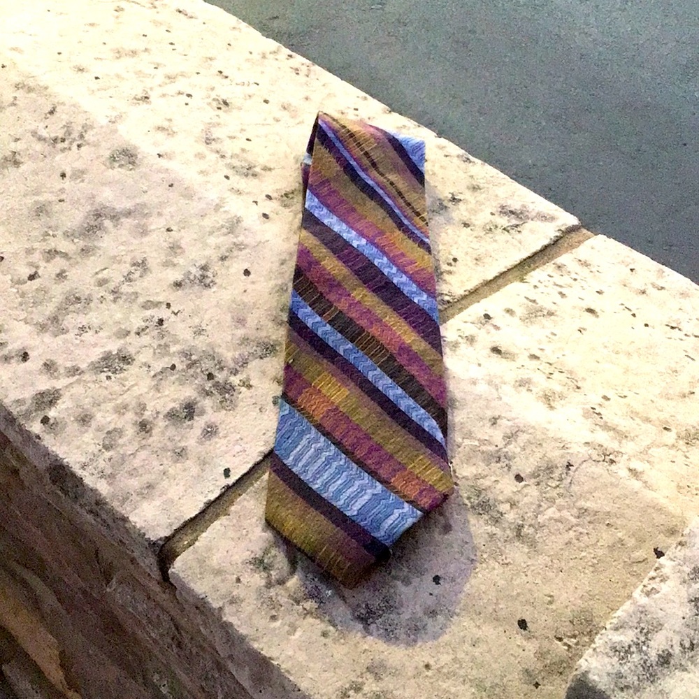 Purple Blue Olive Green Tie Shawn Barnes Men’s - Picture 9 of 11